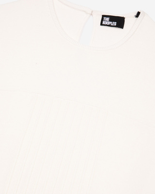 Short dress in ecru pleated mesh