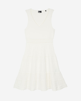 Short dress in ecru knit