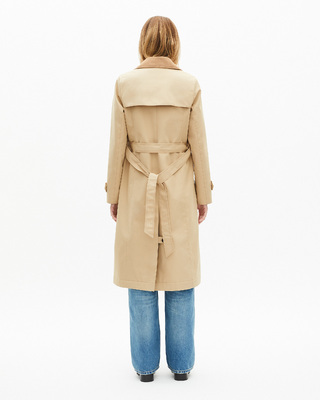 Beige wool-blend lined trench coat