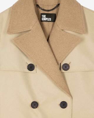 Beige wool-blend lined trench coat