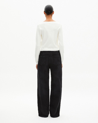 Trompe l'oeil effect sweater with ecru lace