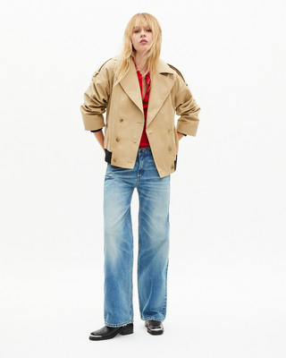 Short trench in beige cotton