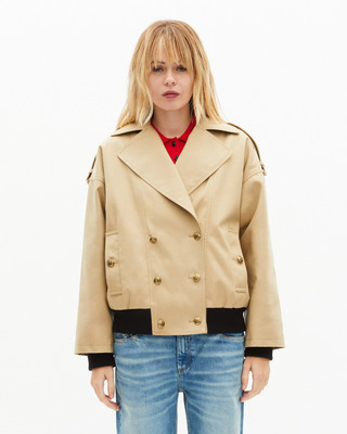 Short trench in beige cotton