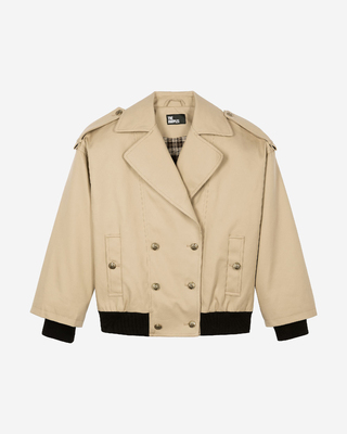 Short trench in beige cotton