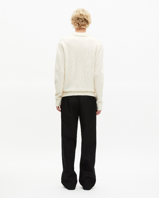 Beige wool tunisian collar sweater