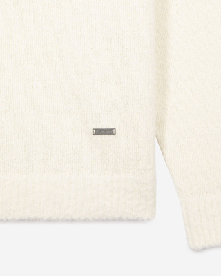 Beige wool tunisian collar sweater