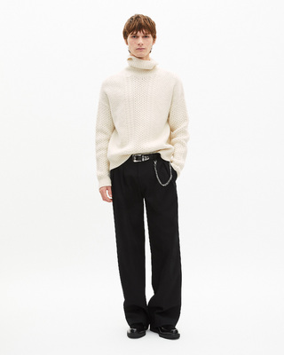 Beige wool cable sweater