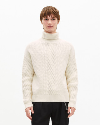 Beige wool cable sweater