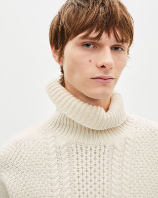 Beige wool cable sweater