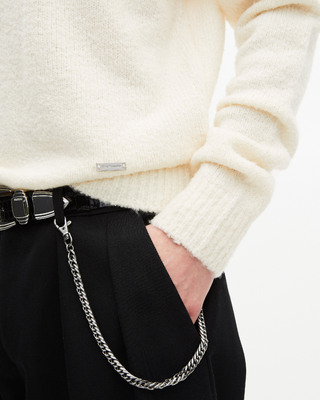 Beige wool crew neck sweater