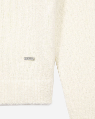 Beige wool crew neck sweater