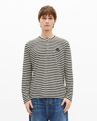 Beige striped long-sleeved T-shirt