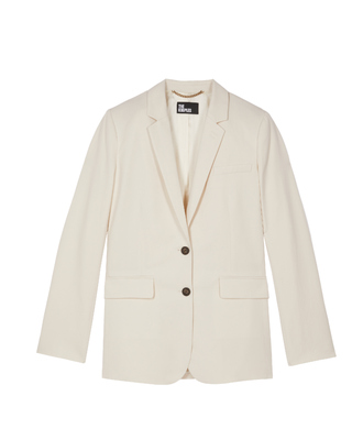 Straight suit jacket in ecru linen and cotton