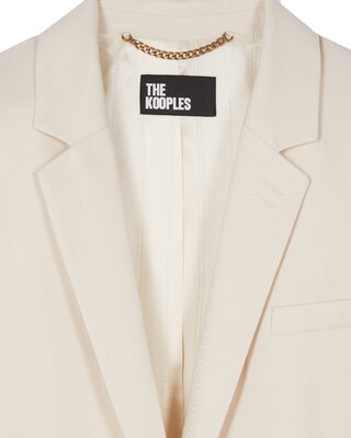 Straight suit jacket in ecru linen and cotton