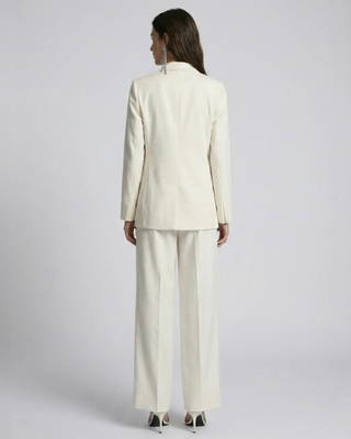 Wide-leg tailored pants in unbleached linen and cotton