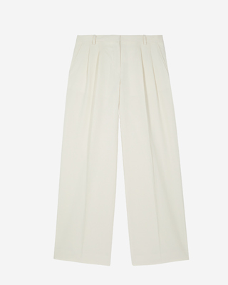 Wide-leg tailored pants in unbleached linen and cotton