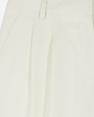 Wide-leg tailored pants in unbleached linen and cotton