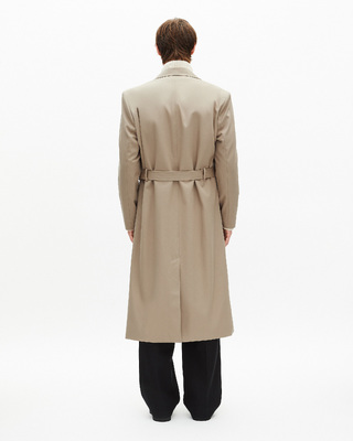Long beige trench coat