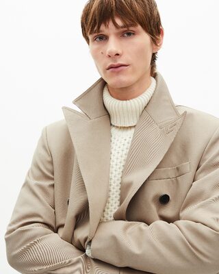 Long beige trench coat