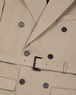 Long beige trench coat