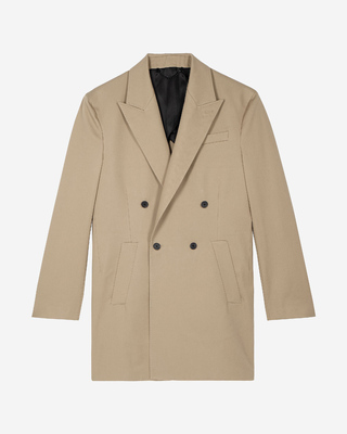 Beige long double-breasted jacket