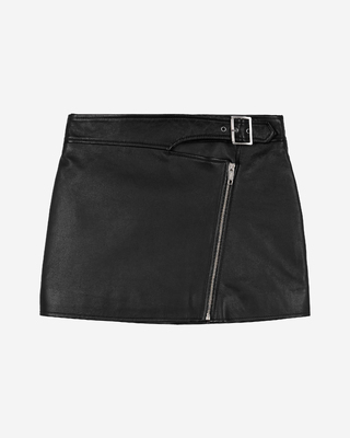 Leather skirt with black zip