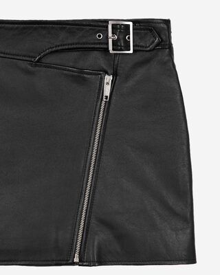Leather skirt with black zip