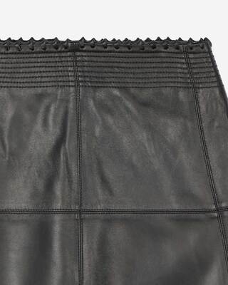Black leather midi skirt
