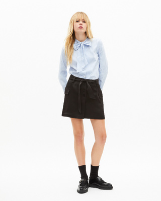Short black satin skirt
