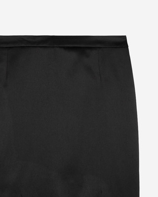 Long black satin pencil skirt