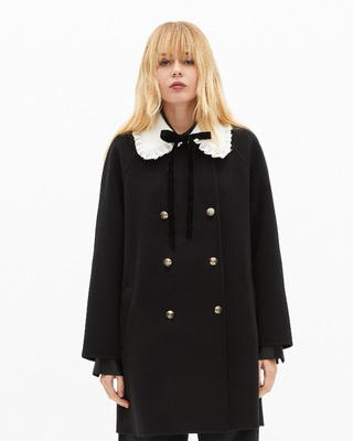 Double-faced coat in black wool blend