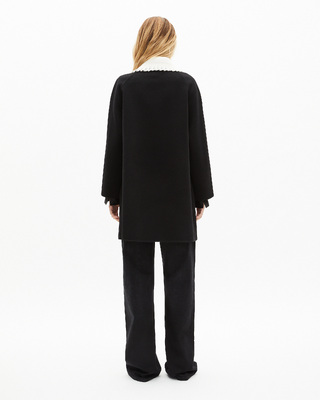 Double-faced coat in black wool blend