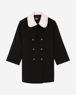 Double-faced coat in black wool blend