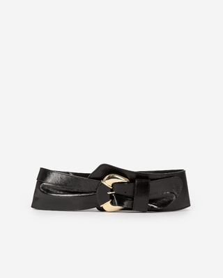 Wide black leather belt