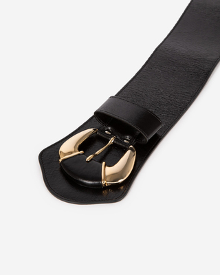 Wide black leather belt