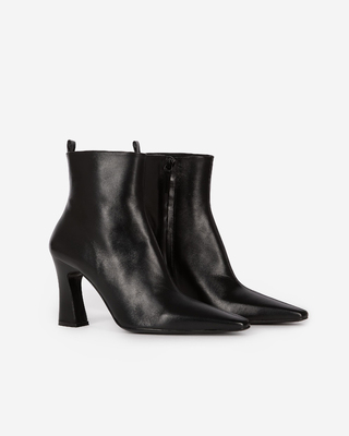 Black leather ankle boots