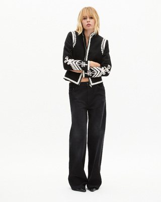 Black cotton embroidered jacket