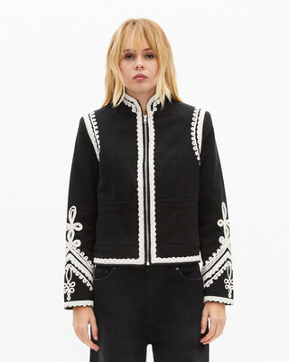 Black cotton embroidered jacket