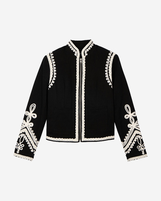Black cotton embroidered jacket