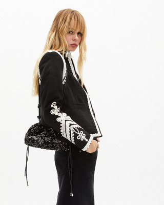 Black cotton embroidered jacket