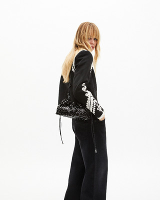Black cotton embroidered jacket
