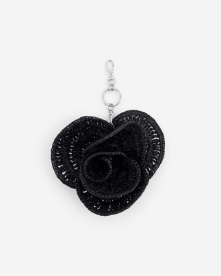 Black raffia flower bag jewel