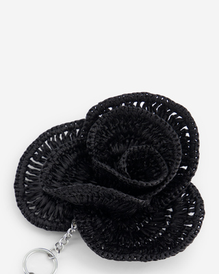 Black raffia flower bag jewel