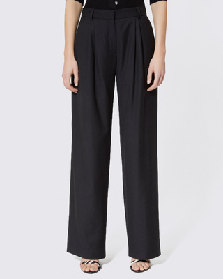 Black wool wide-leg pants