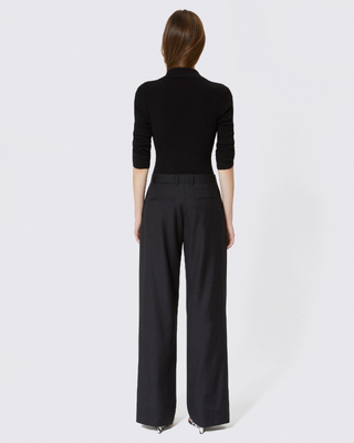 Black wool wide-leg pants