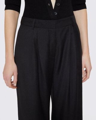 Black wool wide-leg pants