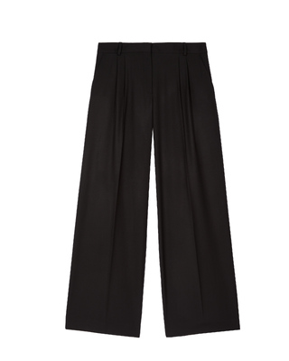 Black wool wide-leg pants