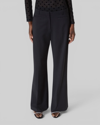 Wide-leg pants with black wool stripe