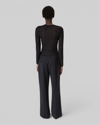 Wide-leg pants with black wool stripe
