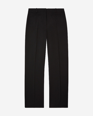 Wide-leg pants with black wool stripe